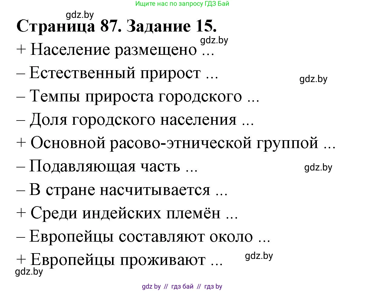 География, 8 класс Тетрадь для практических работ и индивидуальных заданий, авторы: Витченко Александр Николаевич, Антипова Екатерина Анатольевна, Станкевич Наталья Григорьевна, издательство Аверсэв, Минск, 2024, страница 87, номер 15, Решение