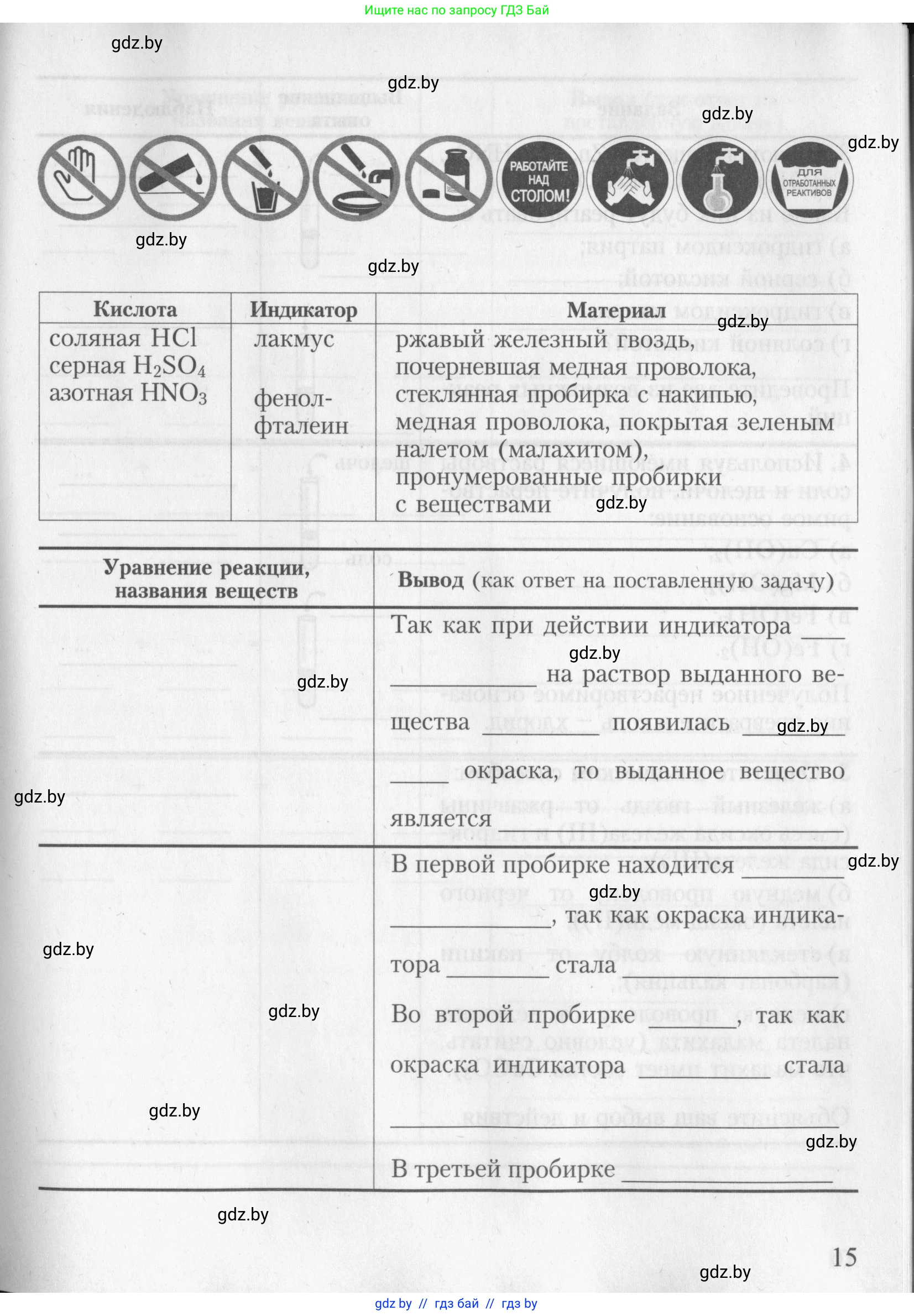 Химия, 8 класс Тетрадь для практических работ, автор: Борушко Ирина Ивановна, издательство Сэр-Вит, Минск, 2022, розового цвета, страница 15