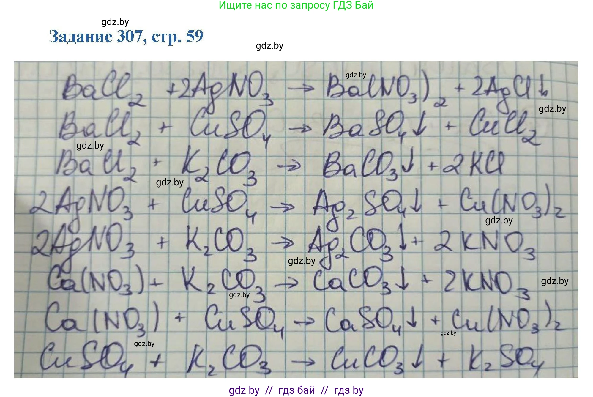 Химия, 8 класс Сборник задач, авторы: Хвалюк Виктор Николаевич, Резяпкин Виктор Ильич, издательство Адукацыя i выхаванне, Минск, 2019, голубого цвета, страница 59, номер 307, Решение