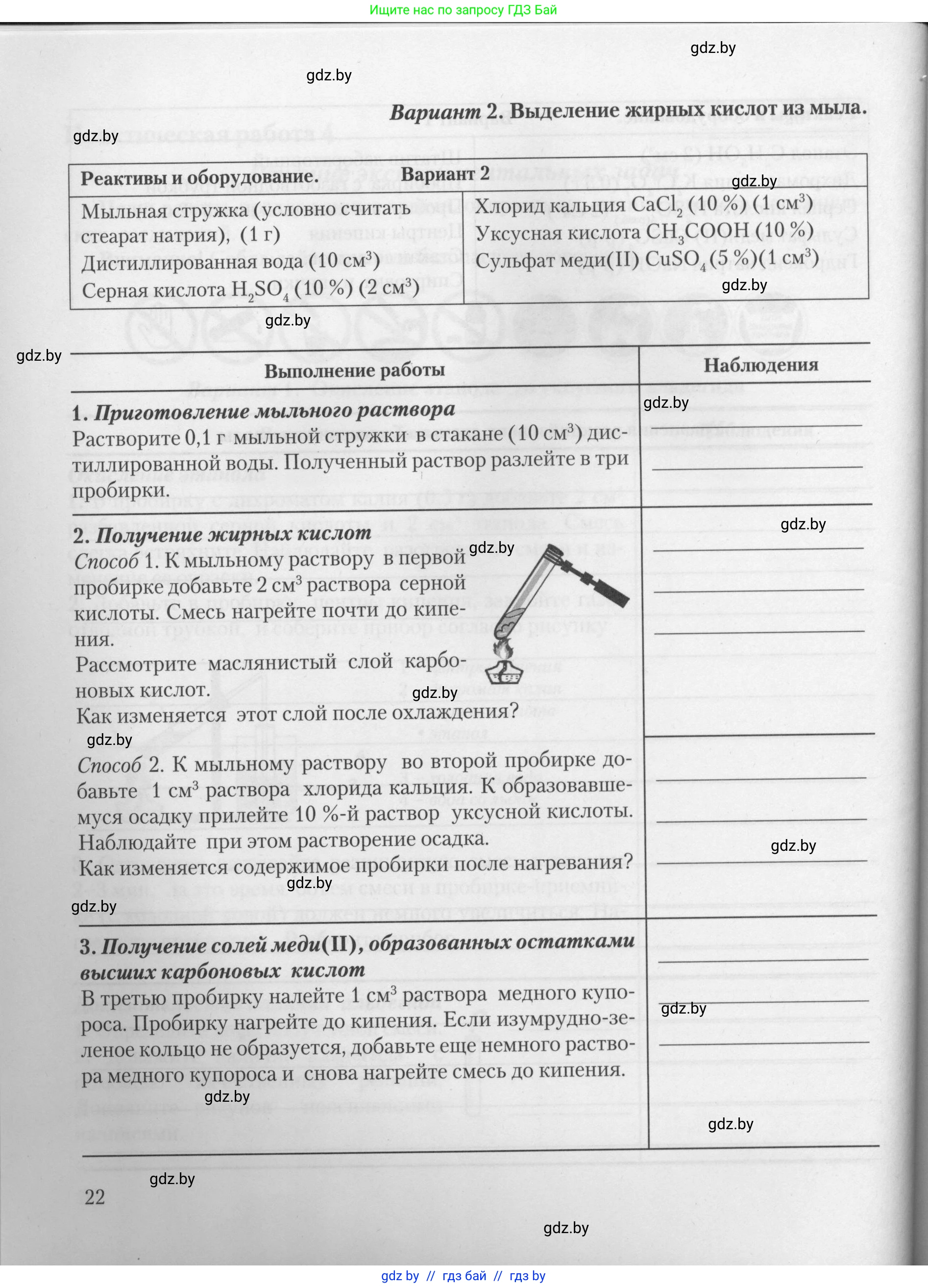 Химия, 10 класс Тетрадь для практических работ, автор: Борушко Ирина Ивановна, издательство Сэр-Вит, Минск, 2021, розового цвета, Часть 1, страница 22