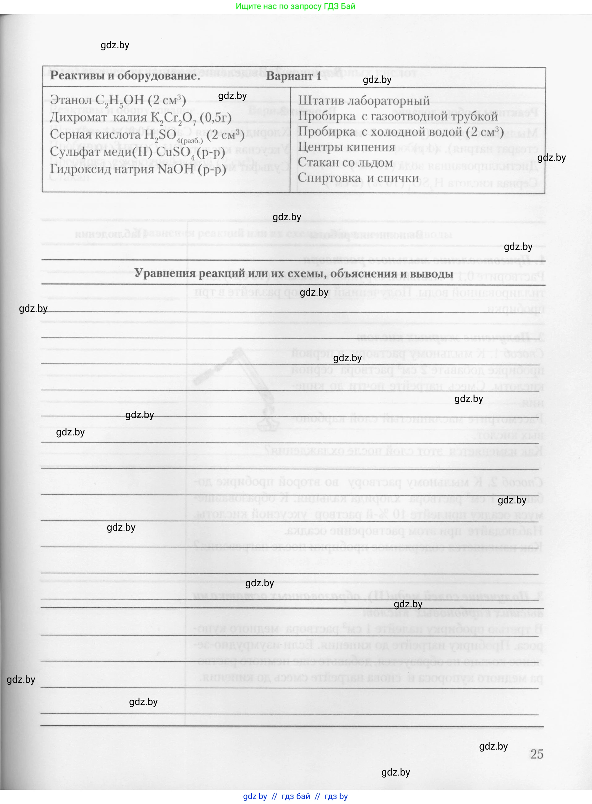 Химия, 10 класс Тетрадь для практических работ, автор: Борушко Ирина Ивановна, издательство Сэр-Вит, Минск, 2020, голубого цвета, страница 25