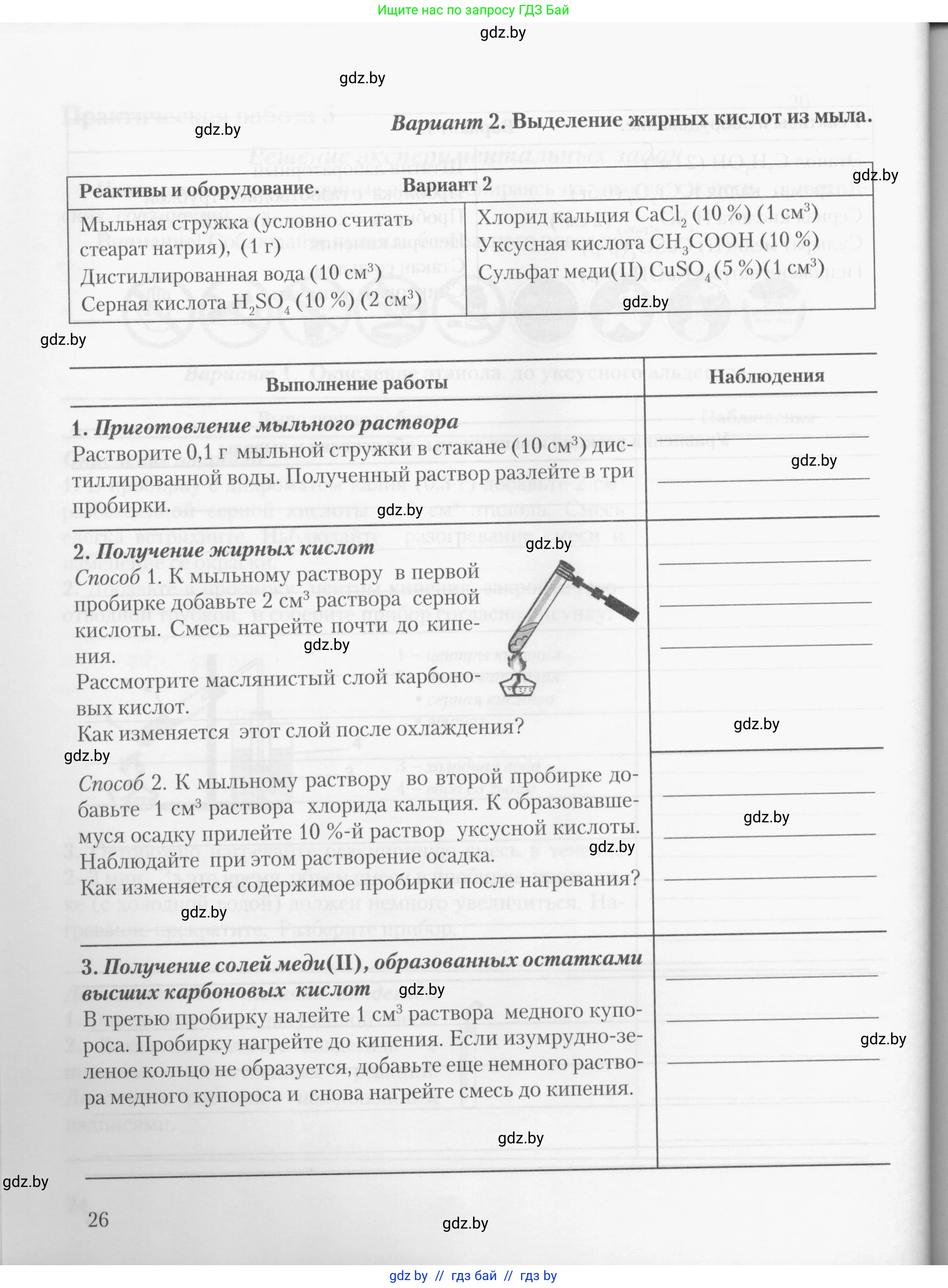 Химия, 10 класс Тетрадь для практических работ, автор: Борушко Ирина Ивановна, издательство Сэр-Вит, Минск, 2020, голубого цвета, страница 26