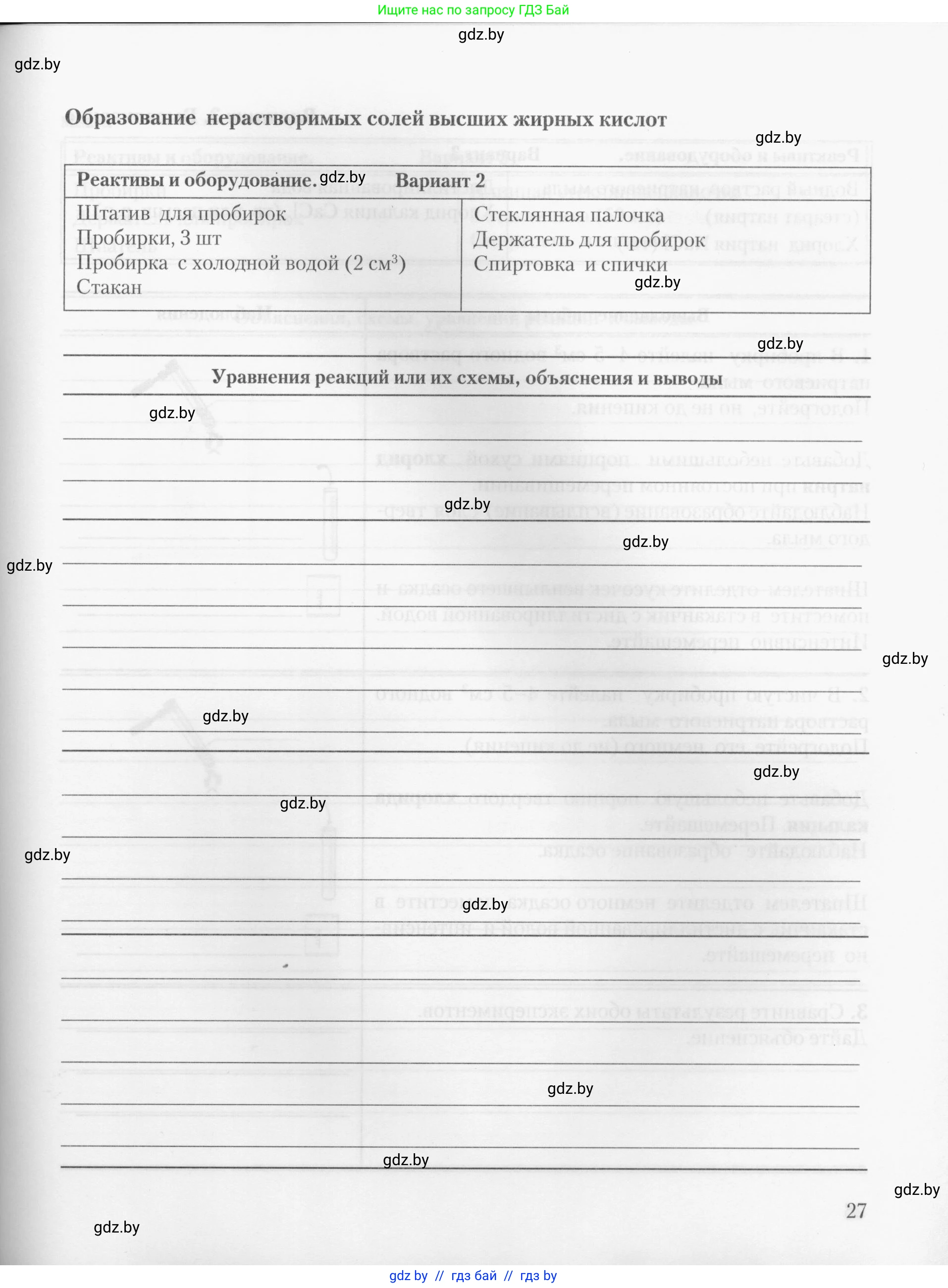 Химия, 10 класс Тетрадь для практических работ, автор: Борушко Ирина Ивановна, издательство Сэр-Вит, Минск, 2020, голубого цвета, страница 27
