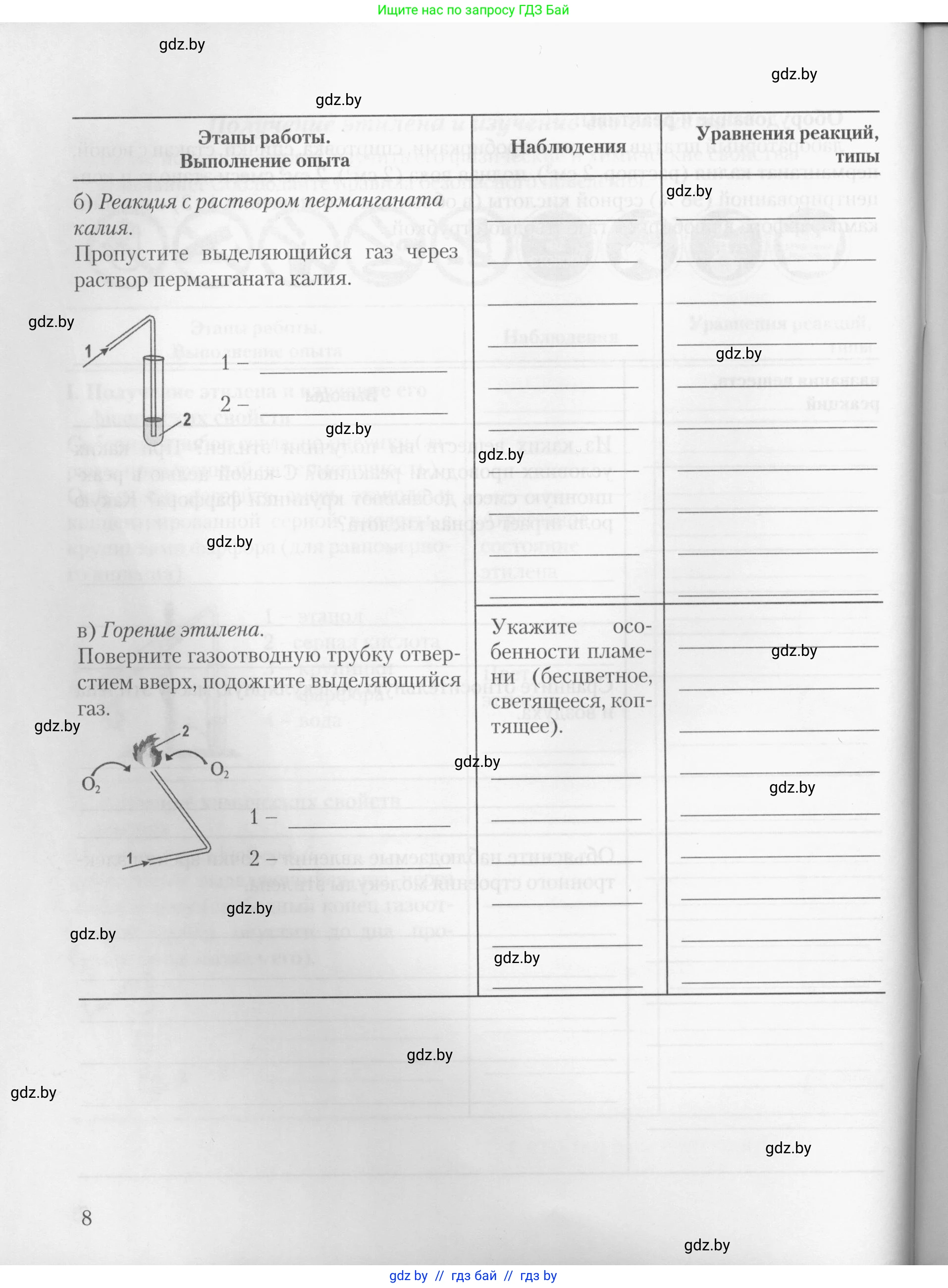 Химия, 10 класс Тетрадь для практических работ, автор: Борушко Ирина Ивановна, издательство Сэр-Вит, Минск, 2020, голубого цвета, страница 8