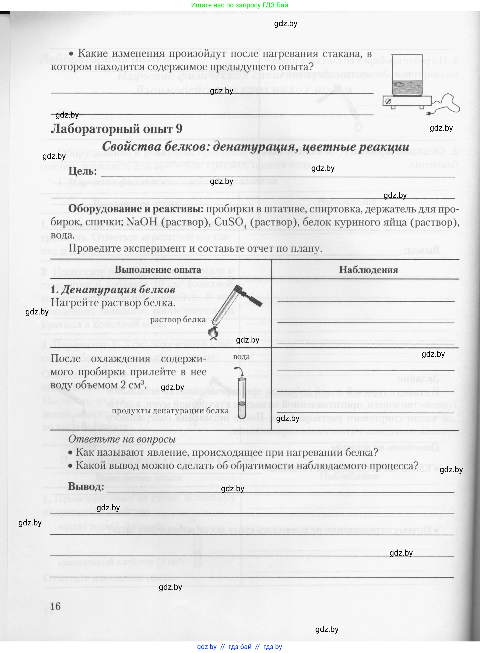 Химия, 10 класс Тетрадь для практических работ, автор: Борушко Ирина Ивановна, издательство Сэр-Вит, Минск, 2020, голубого цвета, Часть 2, страница 16