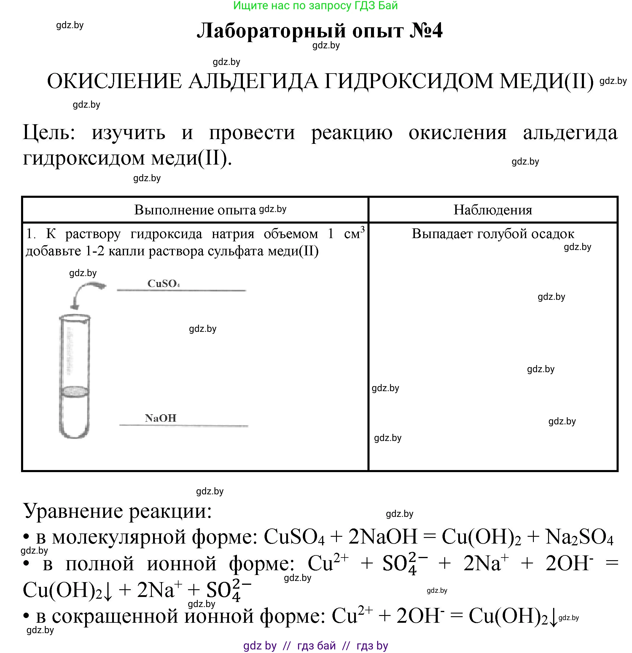 Химия, 10 класс Тетрадь для практических работ, автор: Борушко Ирина Ивановна, издательство Сэр-Вит, Минск, 2020, голубого цвета, Часть 2, страница 6, Решение