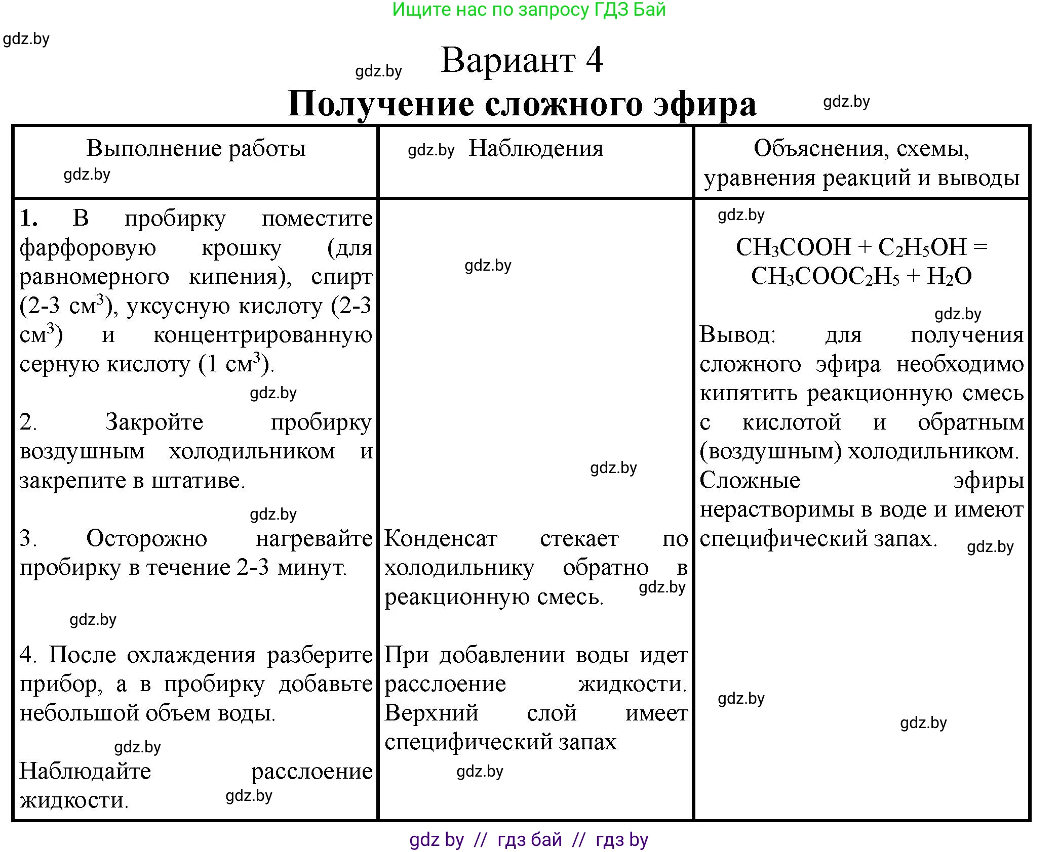 Химия, 10 класс Тетрадь для практических работ, автор: Борушко Ирина Ивановна, издательство Сэр-Вит, Минск, 2020, голубого цвета, Часть 1, страница 24, номер 4, Решение