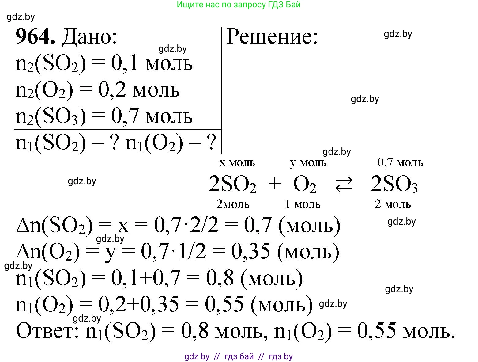 Химия, 11 класс Сборник задач, авторы: Хвалюк Виктор Николаевич, Резяпкин Виктор Ильич, издательство Адукацыя i выхаванне, Минск, 2023, зелёного цвета, страница 155, номер 964, Решение
