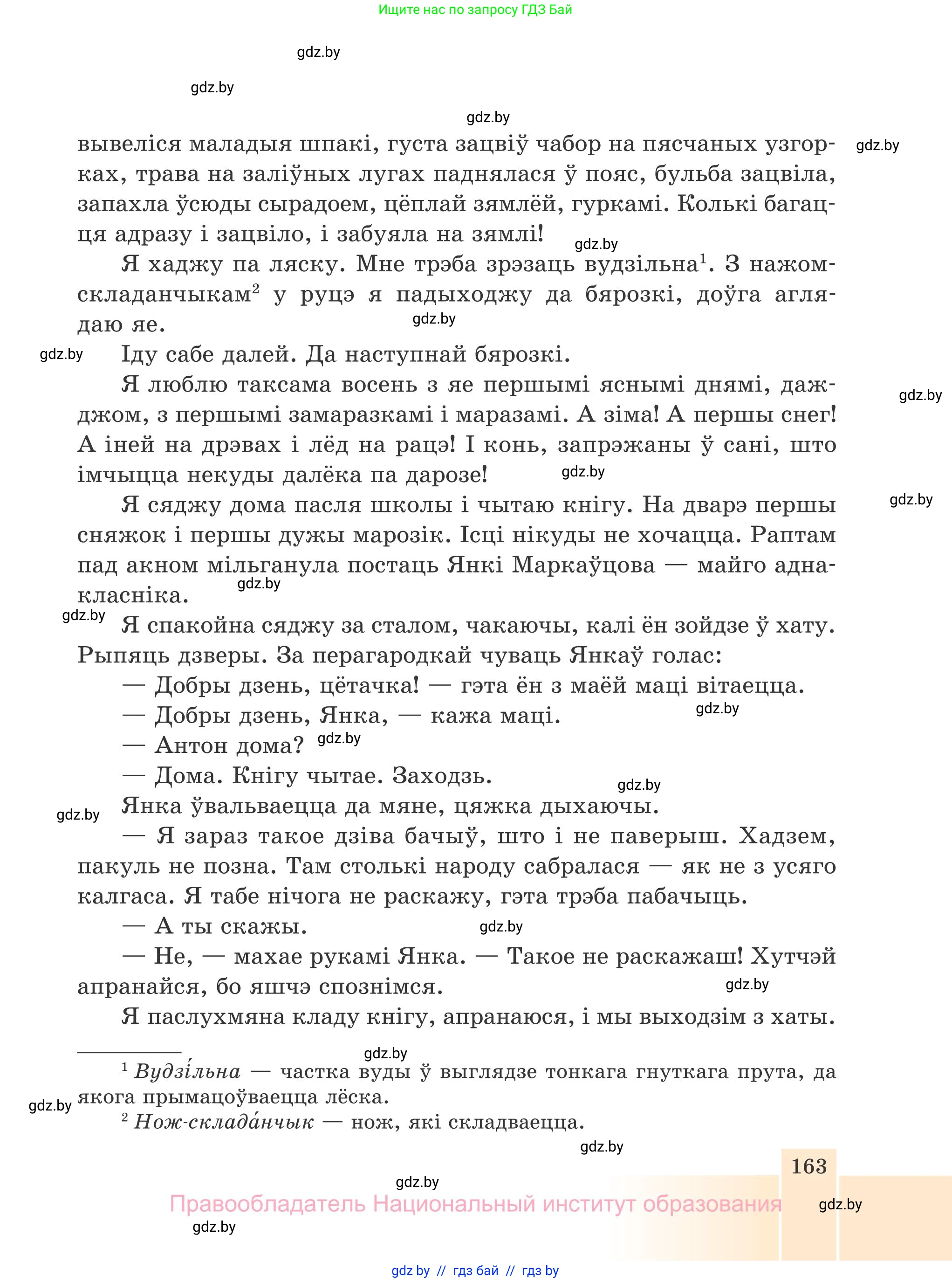 Белорусская литература (Беларуская літаратура), 7 класс Учебник, авторы: Лазарук Міхаіл Арсеньевіч, Логінава Таццяна Уладзіміраўна, Сухава Галіна Анатольеўна, издательство Нацыянальны інстытут адукацыі, Минск, 2023, салатового цвета, страница 163