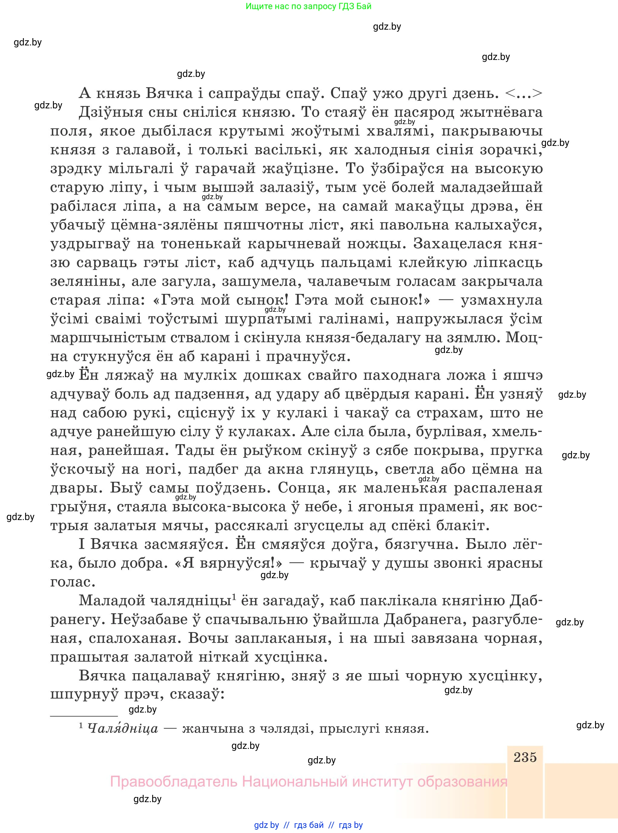 Белорусская литература (Беларуская літаратура), 7 класс Учебник, авторы: Лазарук Міхаіл Арсеньевіч, Логінава Таццяна Уладзіміраўна, Сухава Галіна Анатольеўна, издательство Нацыянальны інстытут адукацыі, Минск, 2023, салатового цвета, страница 235