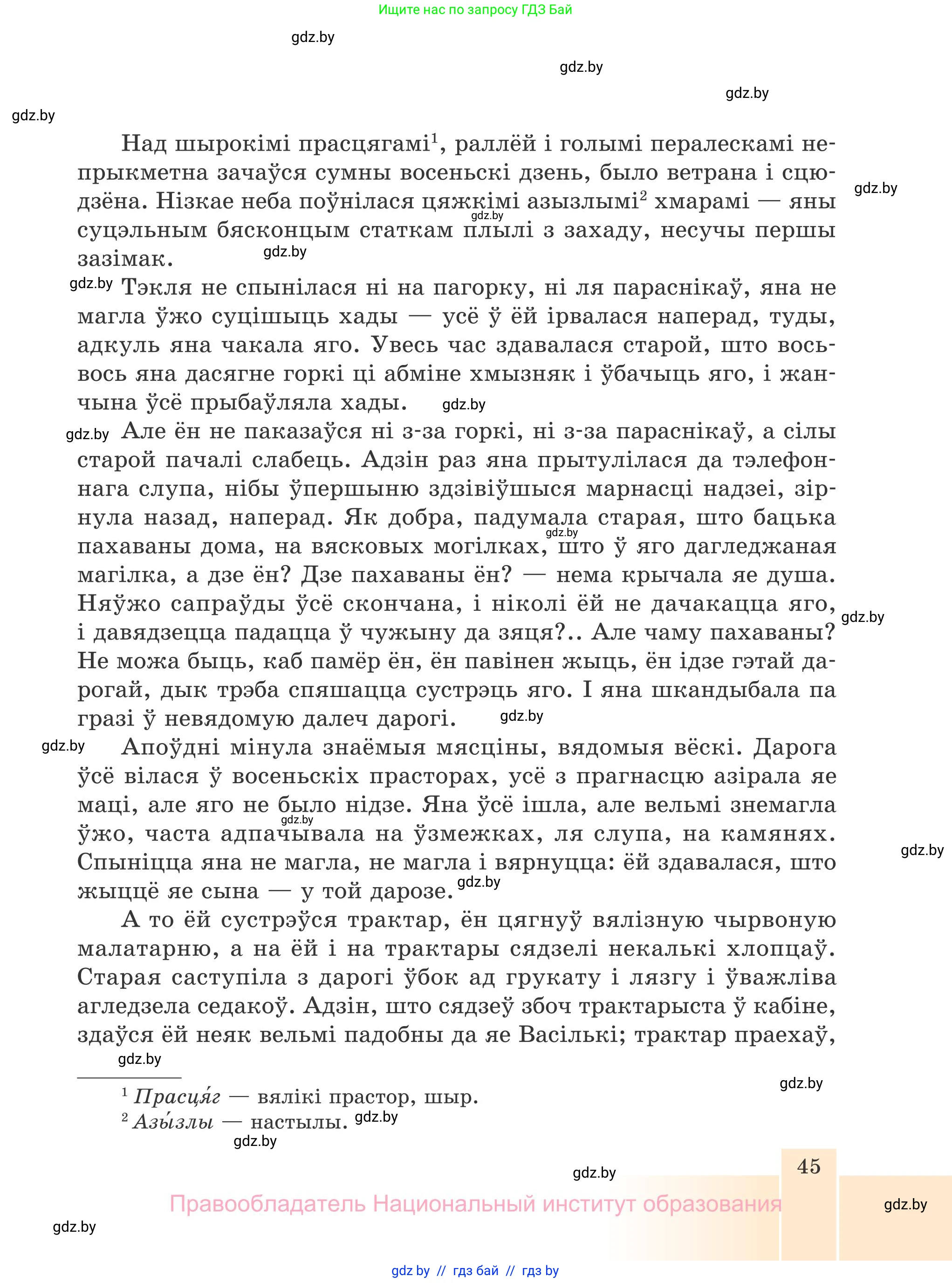 Белорусская литература (Беларуская літаратура), 7 класс Учебник, авторы: Лазарук Міхаіл Арсеньевіч, Логінава Таццяна Уладзіміраўна, Сухава Галіна Анатольеўна, издательство Нацыянальны інстытут адукацыі, Минск, 2023, салатового цвета, страница 45
