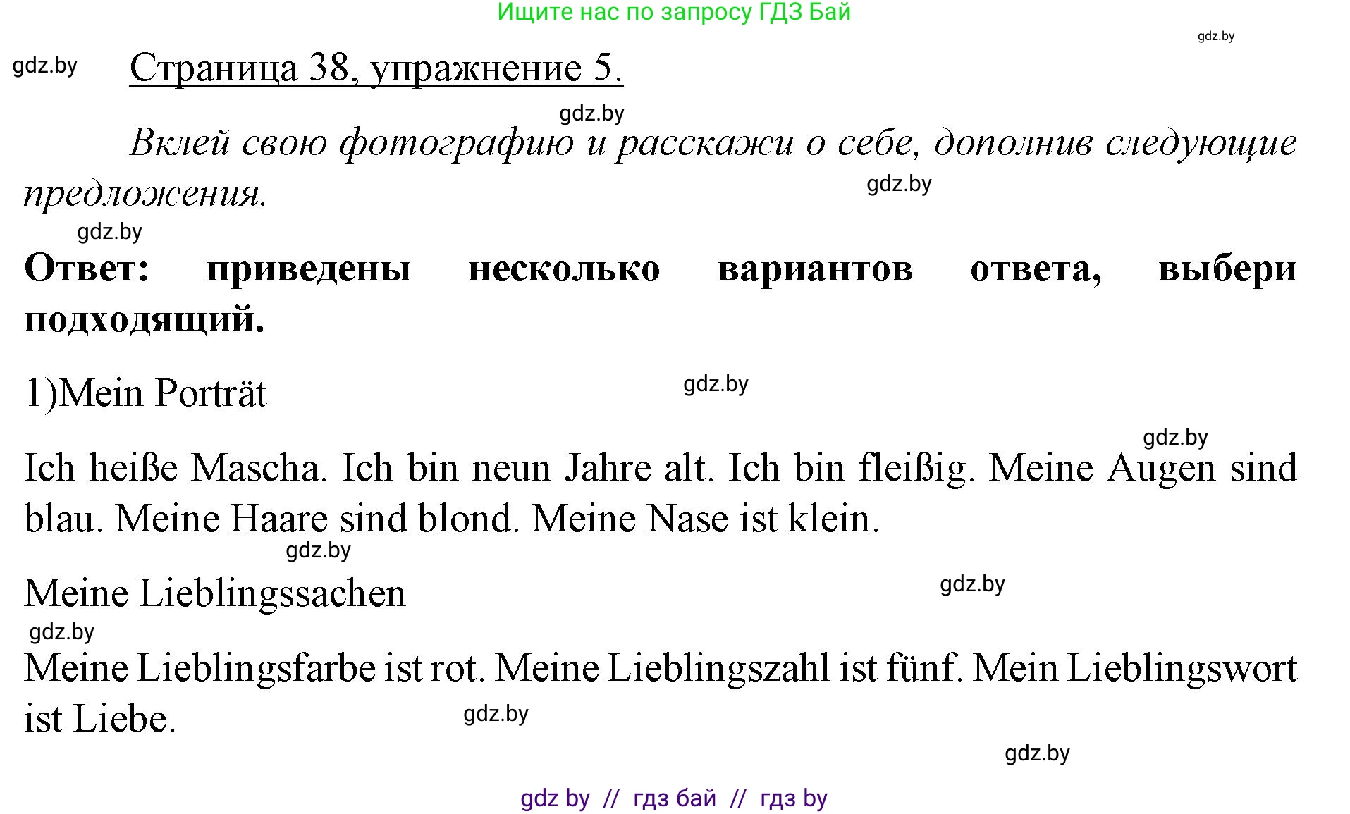 Немецкий язык (Deutsch), 3 класс рабочая тетрадь (arbeitsheft), авторы: Будько Антонина Филипповна (Budjko Antonina), Урбанович Инна Ювинальевна (Urbanowitsch Ina), издательство Аверсэв, Минск, 2018, салатового цвета, Teil 1, страница 38, номер 5, Решение