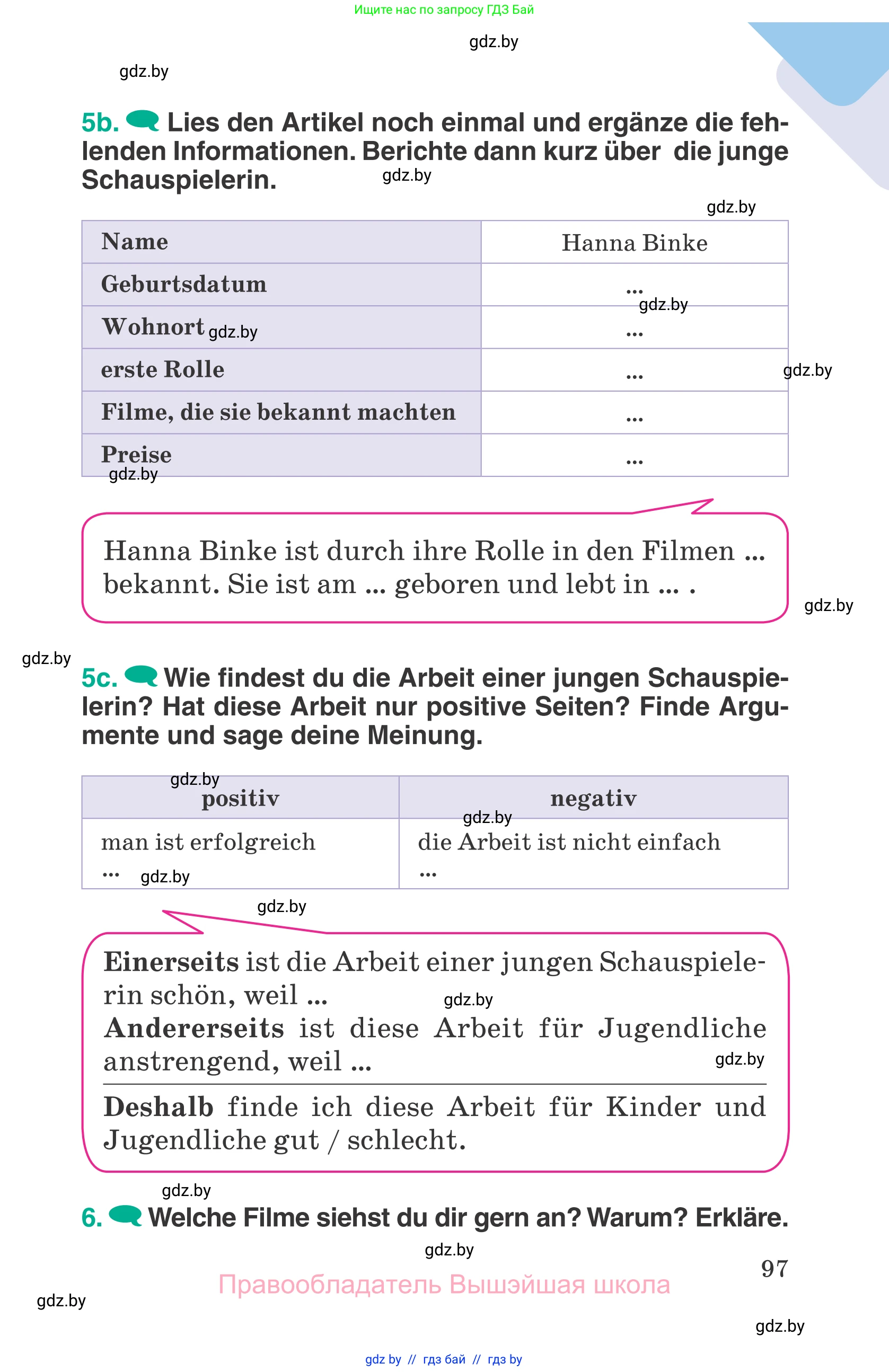Немецкий язык (Deutsch), 6 класс Учебник (Schülerbuch), авторы: Зуевская Елена Викторовна, Салынская Светлана Ивановна, Негурэ Ольга Вячеславовна, издательство Вышэйшая школа, Минск, 2022, жёлтого цвета, Teil 1, страница 97