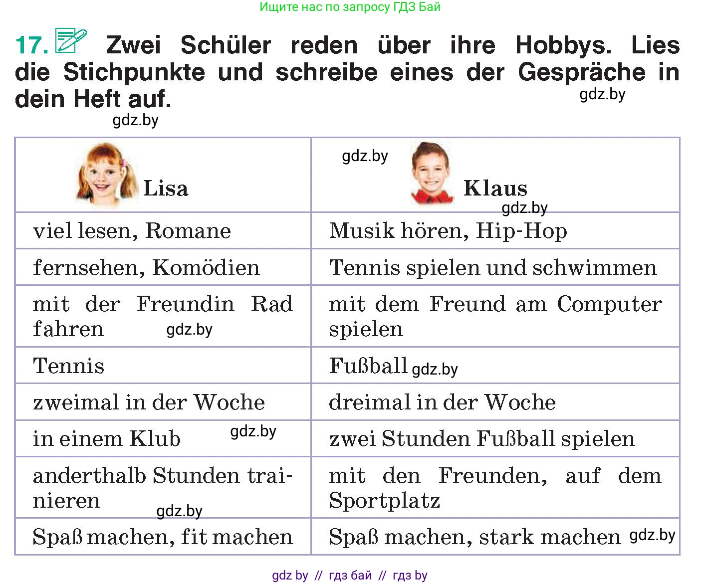 Немецкий язык (Deutsch), 6 класс Учебник (Schülerbuch), авторы: Зуевская Елена Викторовна, Салынская Светлана Ивановна, Негурэ Ольга Вячеславовна, издательство Вышэйшая школа, Минск, 2022, жёлтого цвета, Teil 1, страница 62, номер 17, Условие