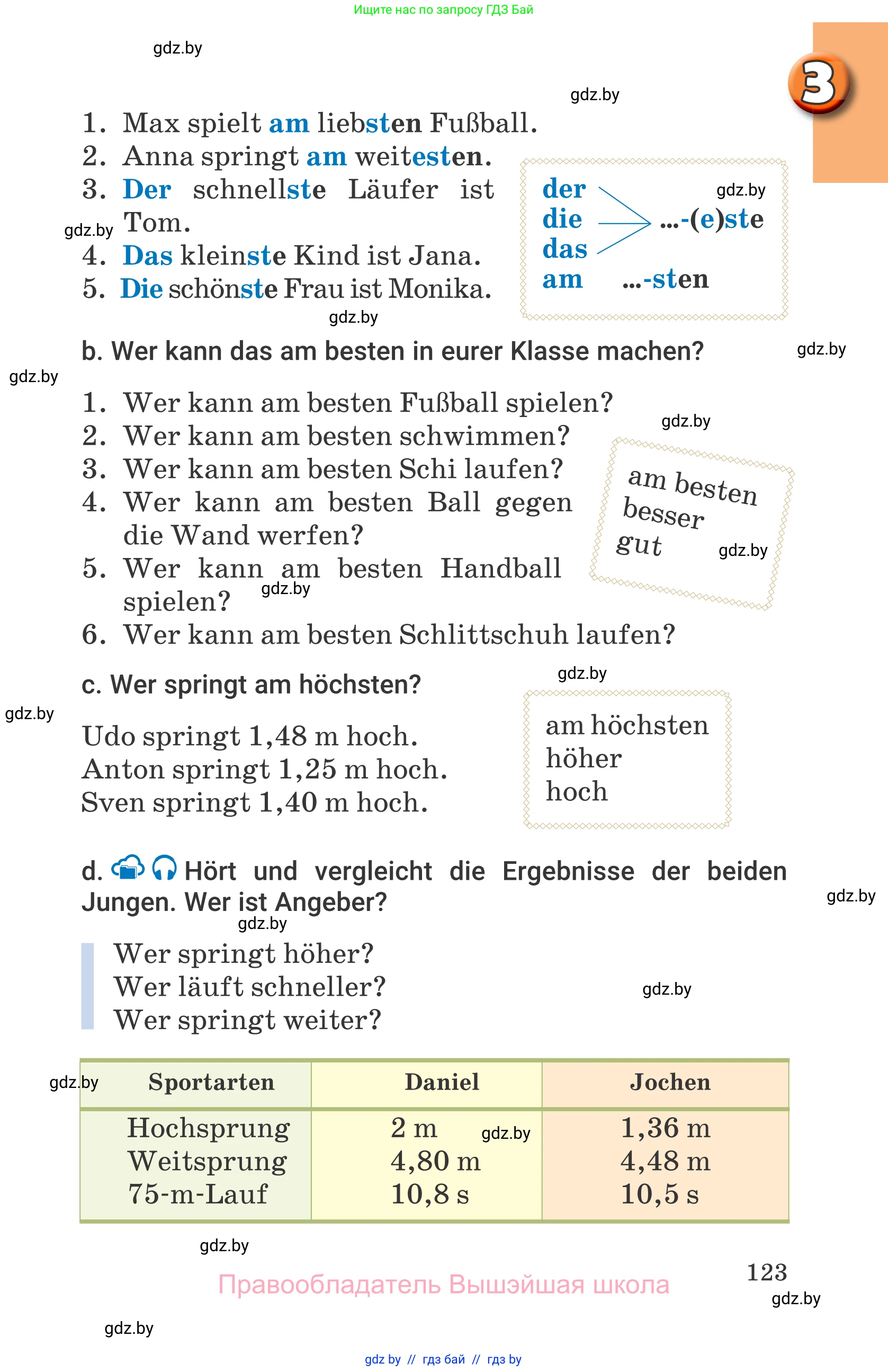 Немецкий язык (Deutsch), 7 класс Учебник (Schülerbuch), авторы: Будько Антонина Филипповна (Budjko Antonina), Урбанович Инна Ювинальевна (Urbanowitsch Ina), издательство Вышэйшая школа, Минск, 2021, страница 123