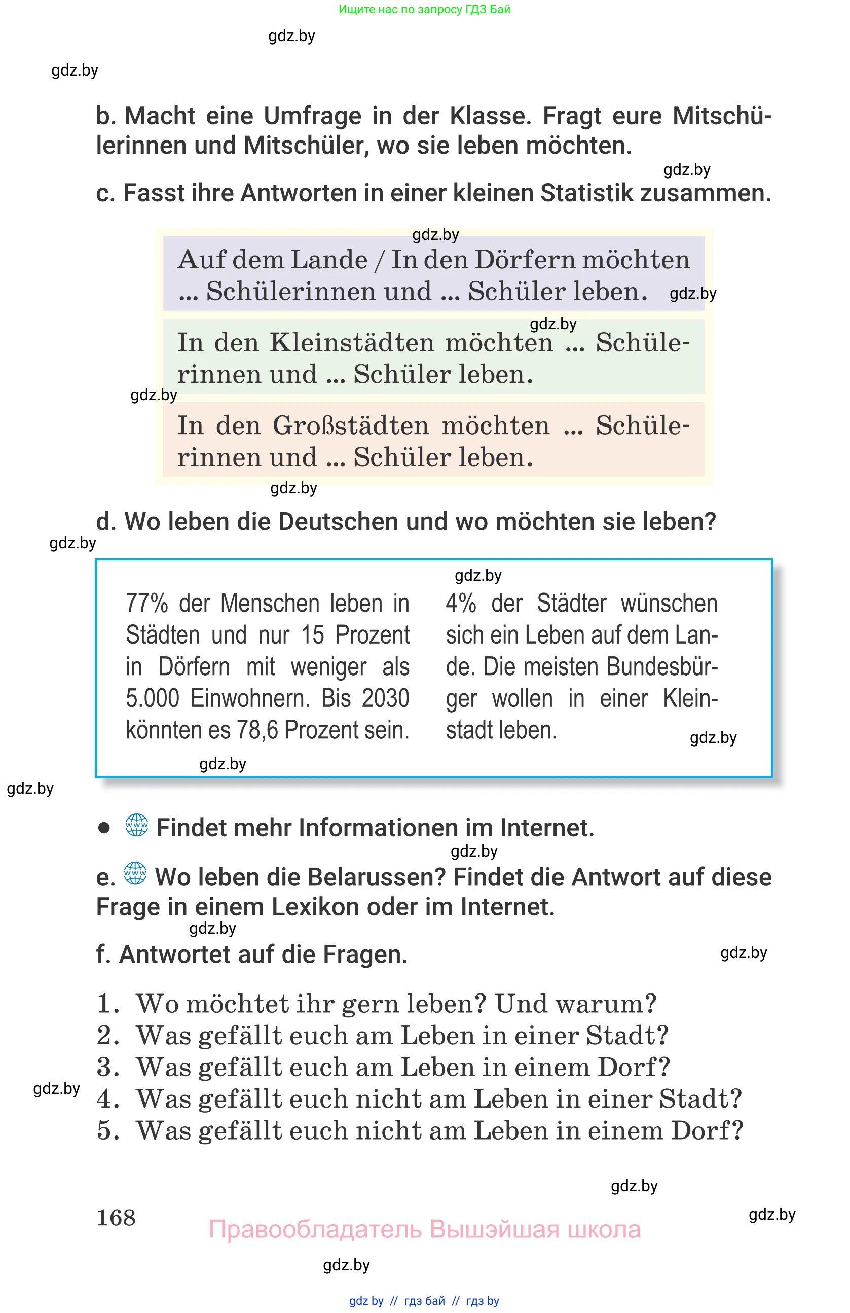 Немецкий язык (Deutsch), 7 класс Учебник (Schülerbuch), авторы: Будько Антонина Филипповна (Budjko Antonina), Урбанович Инна Ювинальевна (Urbanowitsch Ina), издательство Вышэйшая школа, Минск, 2021, страница 168