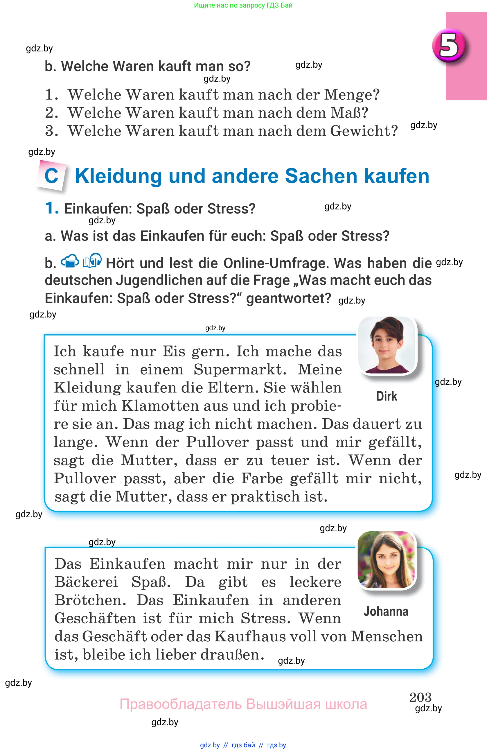 Немецкий язык (Deutsch), 7 класс Учебник (Schülerbuch), авторы: Будько Антонина Филипповна (Budjko Antonina), Урбанович Инна Ювинальевна (Urbanowitsch Ina), издательство Вышэйшая школа, Минск, 2021, страница 203