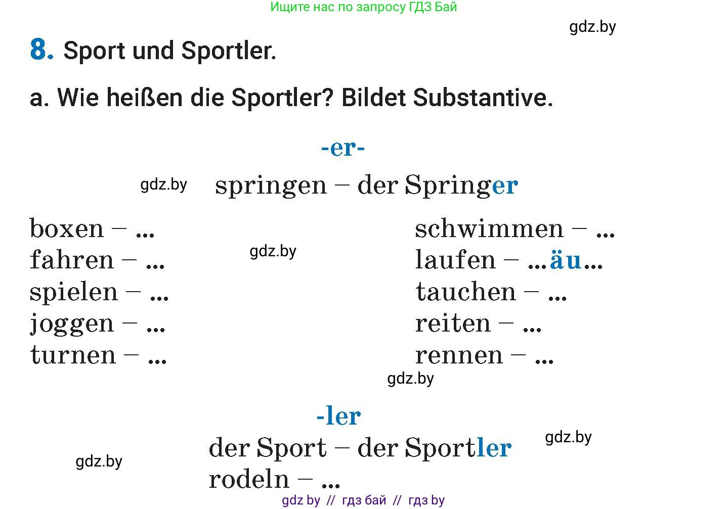 Немецкий язык (Deutsch), 7 класс Учебник (Schülerbuch), авторы: Будько Антонина Филипповна (Budjko Antonina), Урбанович Инна Ювинальевна (Urbanowitsch Ina), издательство Вышэйшая школа, Минск, 2021, страница 99, номер 8, Условие