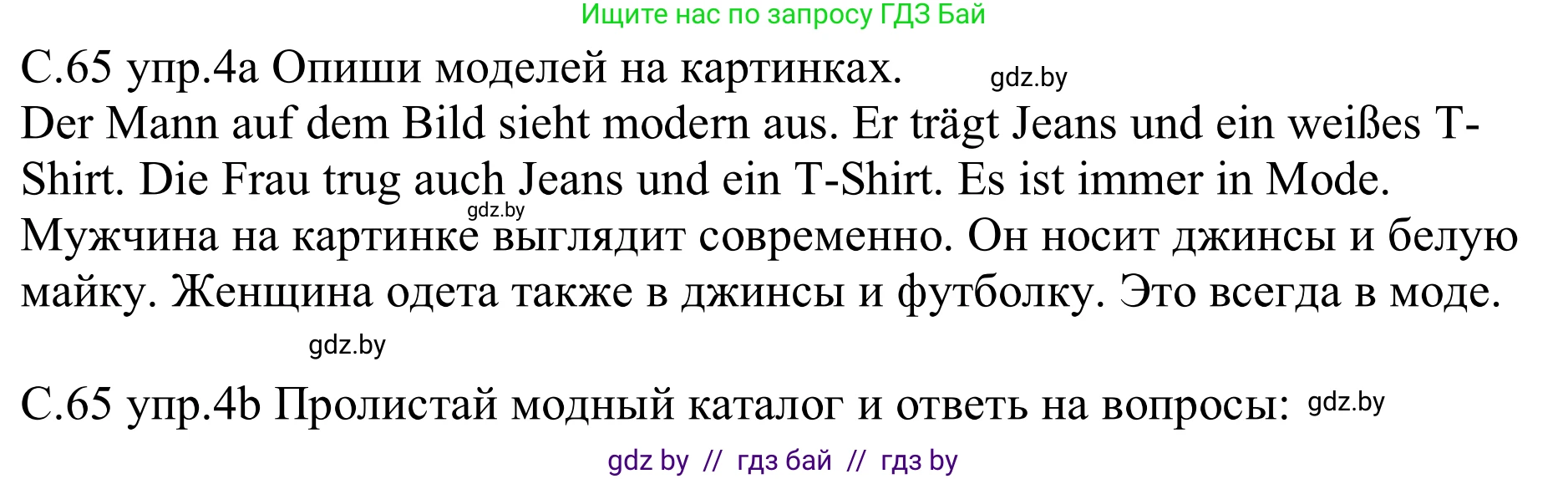 Немецкий язык (Deutsch), 9 класс рабочая тетрадь (arbeitsheft), авторы: Будько Антонина Филипповна (Budjko Antonina), Урбанович Инна Ювинальевна (Urbanowitsch Ina), издательство Аверсэв, Минск, 2019, салатового цвета, страница 65, номер 4, Решение