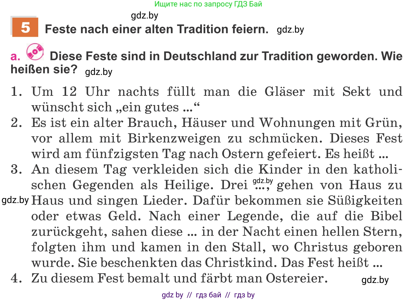 Немецкий язык (Deutsch), 11 класс Учебник (Schülerbuch), авторы: Будько Антонина Филипповна (Budjko Antonina), Урбанович Инна Ювинальевна (Urbanowitsch Ina), издательство Вышэйшая школа, Минск, 2019, бирюзового цвета, страница 224, номер 5a, Условие