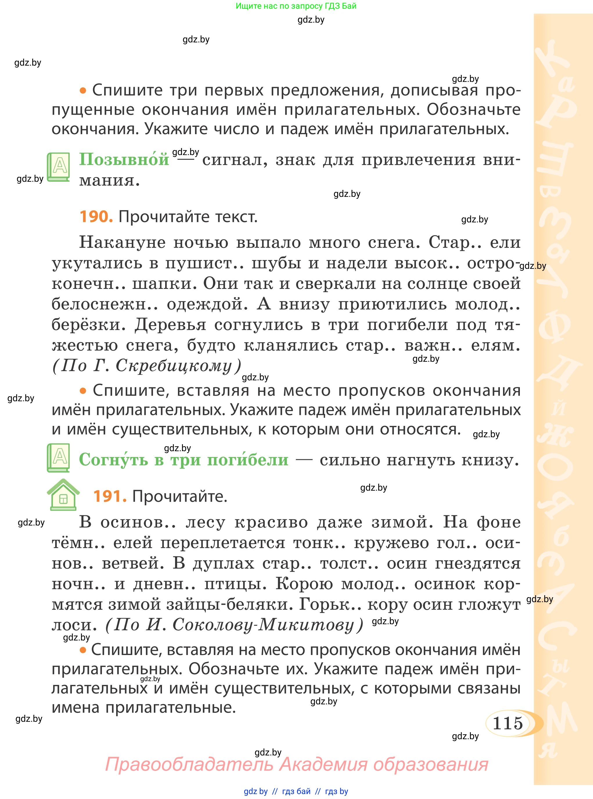 Русский язык, 4 класс Учебник, авторы: Антипова Маргарита Борисовна, Верниковская Алла Викторовна, Грабчикова Елена Самарьевна, издательство Академия образования, Минск, 2024, оранжевого цвета, Часть 1, страница 65, номер 115, Условие