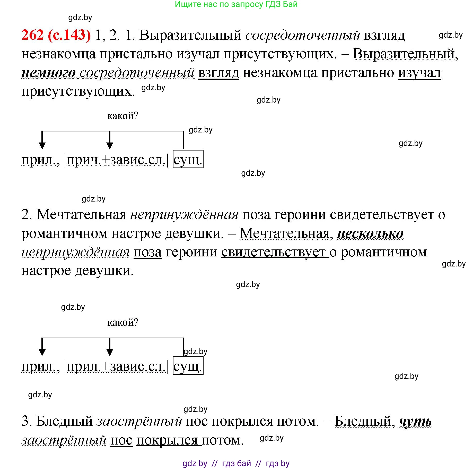 Русский язык, 8 класс Учебник, авторы: Мурина Лариса Александровна, Долбик Елена Евгеньевна, Леонович Валентина Леонидовна, Жадейко Жанна Фёдоровна, издательство Академия образования, Минск, 2024, страница 143, номер 262, Решение