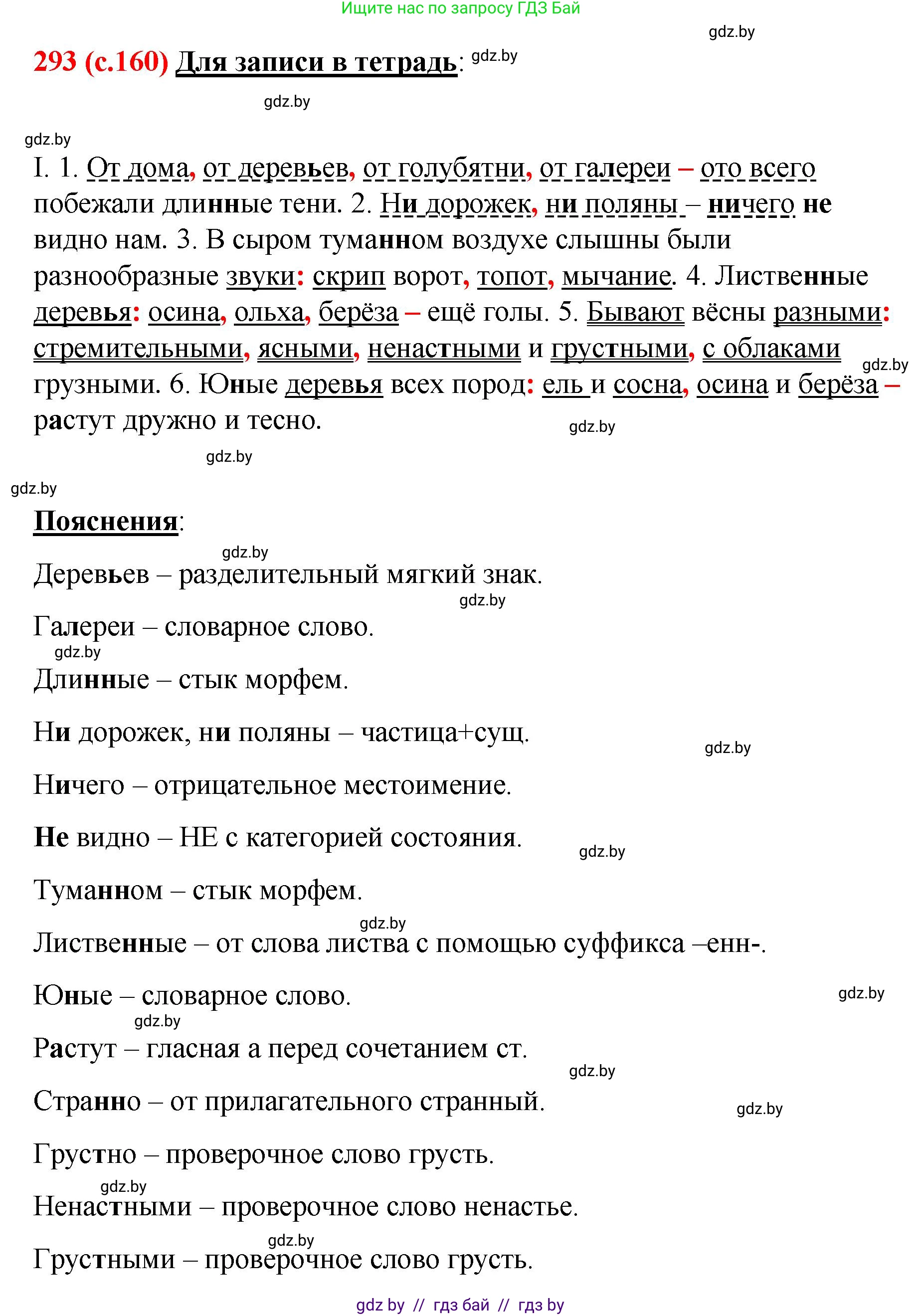 Русский язык, 8 класс Учебник, авторы: Мурина Лариса Александровна, Долбик Елена Евгеньевна, Леонович Валентина Леонидовна, Жадейко Жанна Фёдоровна, издательство Академия образования, Минск, 2024, страница 160, номер 293, Решение
