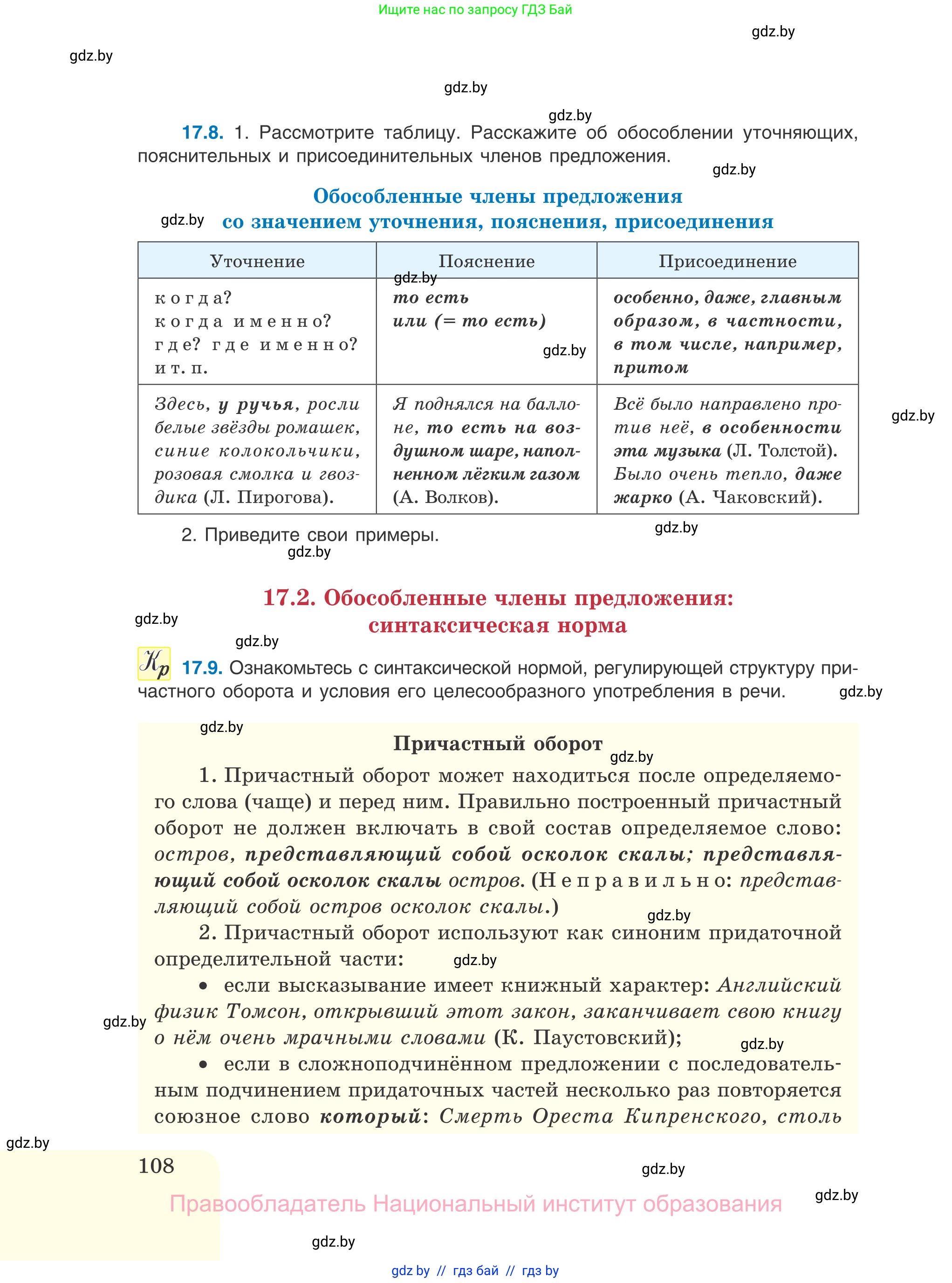 Русский язык, 11 класс Учебник, авторы: Долбик Елена Евгеньевна, Литвинко Франя Михайловна, Мурина Лариса Александровна, Шиманович Т В, Таяновская И В, Орловская О Я, издательство Национальный институт образования, Минск, 2021, страница 108
