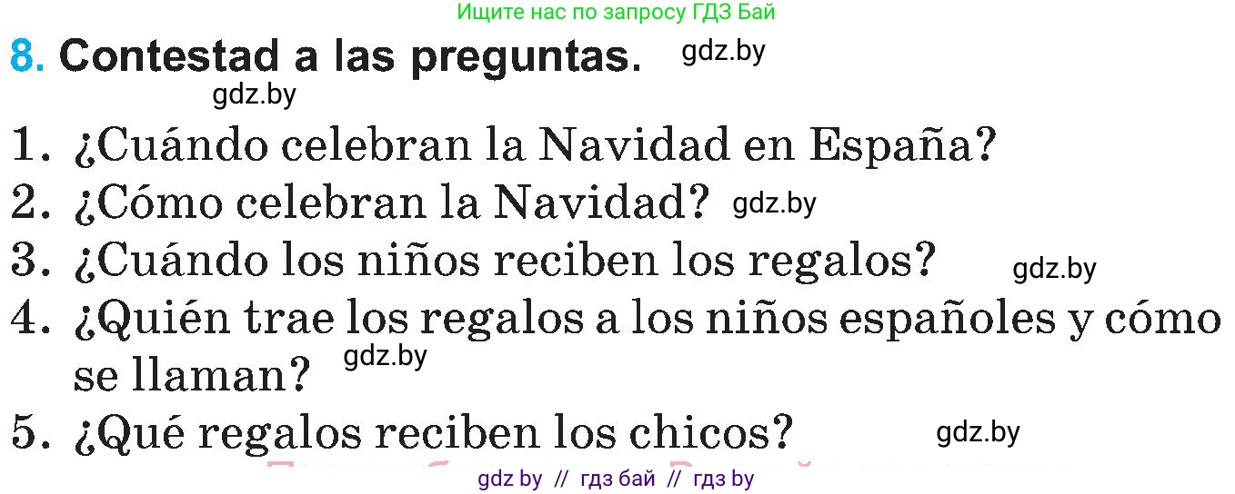 Испанский язык, 5 класс Учебник, автор: Гриневич Елена Карловна, издательство Вышэйшая школа, Минск, 2015, оранжевого цвета, Часть 2, страница 7, номер 8, Условие