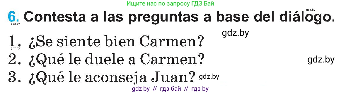Испанский язык, 5 класс Учебник, автор: Гриневич Елена Карловна, издательство Вышэйшая школа, Минск, 2015, оранжевого цвета, Часть 2, страница 55, номер 6, Условие